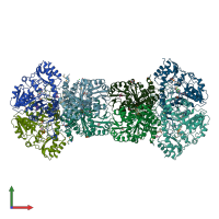 PDB entry 4q31 coloured by chain, front view.