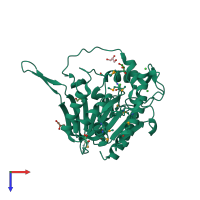 PDB entry 4q34 coloured by chain, top view.
