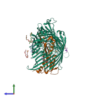 PDB entry 4q35 coloured by chain, side view.