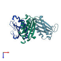 PDB entry 4q3f coloured by chain, top view.