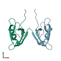 PDB entry 4q3h coloured by chain, front view.