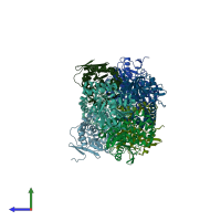 PDB entry 4q3l coloured by chain, side view.