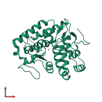 PDB entry 4q3x coloured by chain, front view.