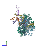 PDB entry 4q45 coloured by chain, side view.