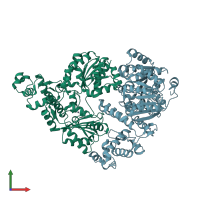 PDB entry 4q48 coloured by chain, front view.
