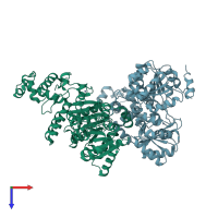 PDB entry 4q48 coloured by chain, top view.