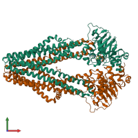 PDB entry 4q4a coloured by chain, front view.