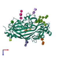 PDB entry 4q4b coloured by chain, top view.