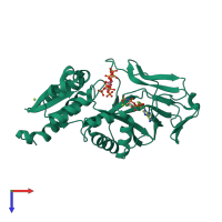 PDB entry 4q4d coloured by chain, top view.