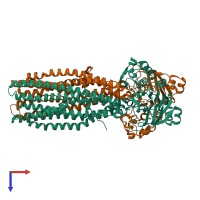 PDB entry 4q4j coloured by chain, top view.