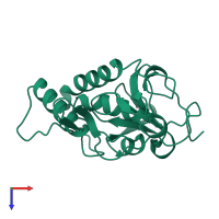 PDB entry 4q4n coloured by chain, top view.
