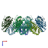 PDB entry 4q50 coloured by chain, top view.