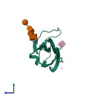 PDB entry 4q56 coloured by chain, side view.