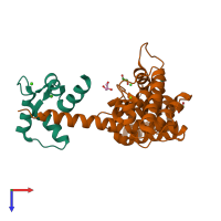 PDB entry 4q57 coloured by chain, top view.