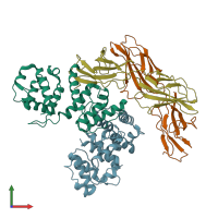 PDB entry 4q58 coloured by chain, front view.