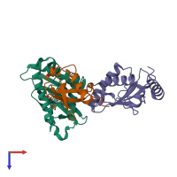 PDB entry 4q5h coloured by chain, top view.