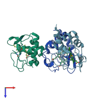 PDB entry 4q5p coloured by chain, top view.