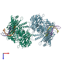 PDB entry 4q5v coloured by chain, top view.