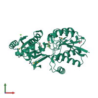 PDB entry 4q6b coloured by chain, front view.