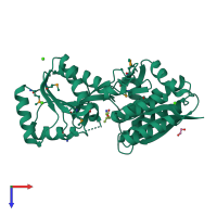 PDB entry 4q6b coloured by chain, top view.