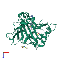 PDB entry 4q6e coloured by chain, top view.