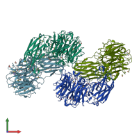 PDB entry 4q6k coloured by chain, front view.