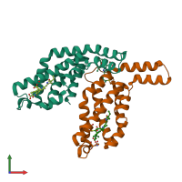 PDB entry 4q70 coloured by chain, front view.