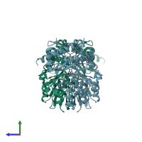 PDB entry 4q75 coloured by chain, side view.