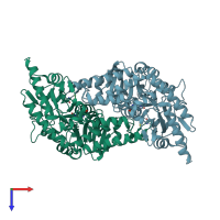 PDB entry 4q75 coloured by chain, top view.
