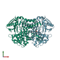 PDB entry 4q76 coloured by chain, front view.