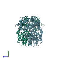 PDB entry 4q76 coloured by chain, side view.