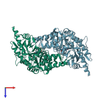 PDB entry 4q76 coloured by chain, top view.