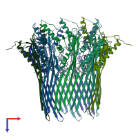 PDB entry 4q79 coloured by chain, top view.