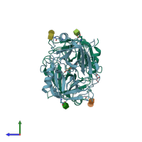 PDB entry 4q7x coloured by chain, side view.