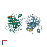 PDB entry 4q7x coloured by chain, top view.