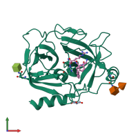 PDB entry 4q7z coloured by chain, front view.