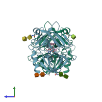 PDB entry 4q80 coloured by chain, side view.