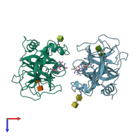 PDB entry 4q80 coloured by chain, top view.