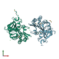 PDB entry 4q82 coloured by chain, front view.