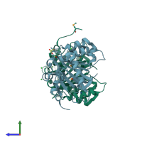 PDB entry 4q82 coloured by chain, side view.