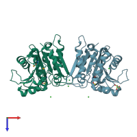 PDB entry 4q82 coloured by chain, top view.