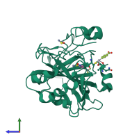 PDB entry 4q87 coloured by chain, side view.