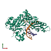 PDB entry 4q8f coloured by chain, front view.