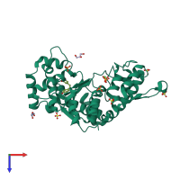 PDB entry 4q93 coloured by chain, top view.