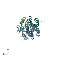 PDB entry 4q94 coloured by chain, side view.
