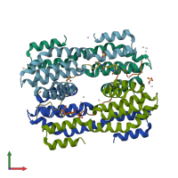 PDB entry 4q96 coloured by chain, front view.