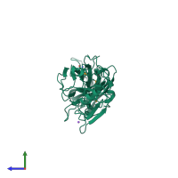 PDB entry 4q98 coloured by chain, side view.