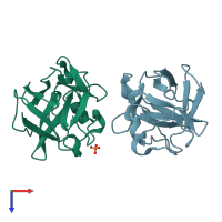 PDB entry 4q9g coloured by chain, top view.