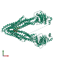 PDB entry 4q9l coloured by chain, front view.