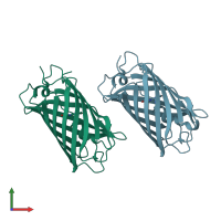 PDB entry 4q9w coloured by chain, front view.